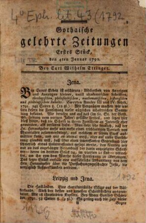 Gothaische gelehrte Zeitungen : auf das Jahr .... 1792, 1792