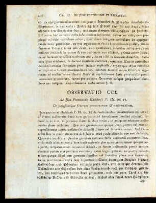 Observatio CCI - Observatio CCXV
