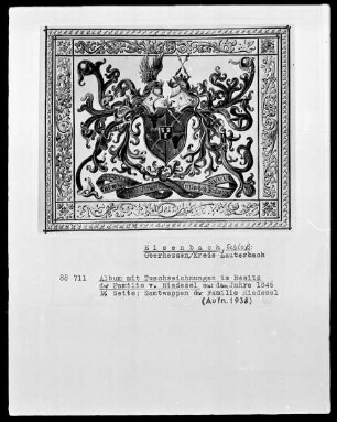 Album mit Tuschzeichnungen mit Wappen der Familie Riedesel