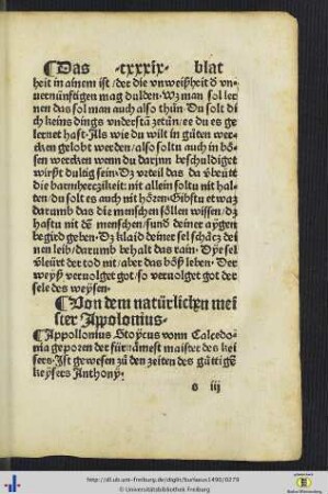Von dem natürlichen meister Appolonius