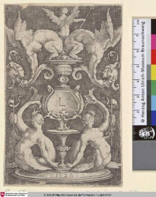 [Ornamentplatte mit zwei Nereiden; Panel of ornament with two sirens]