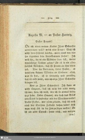 Augusta M. – an Pastor Hartwig