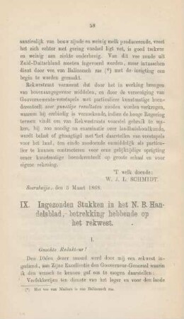 IX. Ingezonden stukken in het N.B. handelsblad, betrekking hebbende op het rekwest