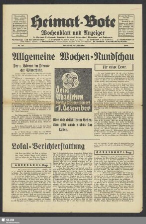 Heimat-Bote : Wochenblatt und Anzeiger für Auerbach, Dorfchemnitz, Gornsdorf, Günsdorf, Hormersdorf, Meinersdorf und Nachbarorte