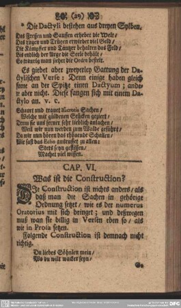 Cap. VI. Was ist die Construction?