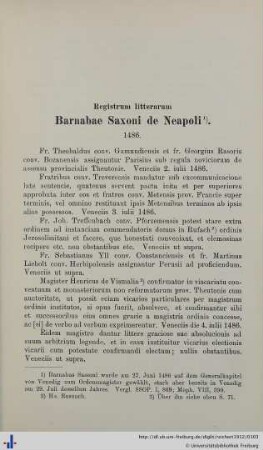 Registrum litterarum Barnabae Saxoni de Neapoli. 1486.
