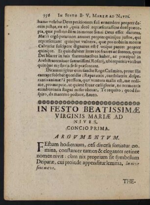 In Festo Beatissimae Virginis Mariae Ad Nives.