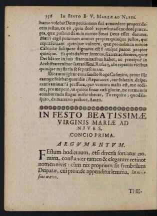 In Festo Beatissimae Virginis Mariae Ad Nives.