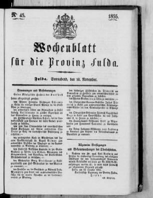Nr. 45, Ausgabe vom 10. November 1855