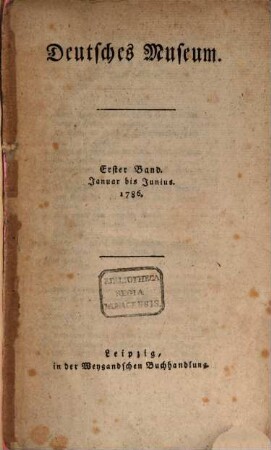 Deutsches Museum : auf das Jahr .... 1786,1