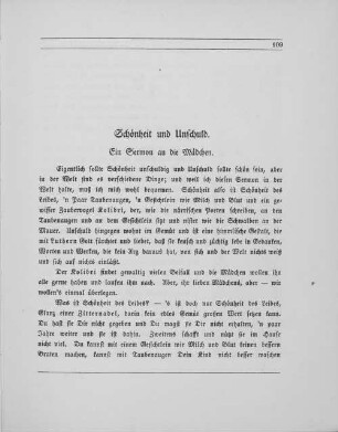 Schönheit und Unschuld. Ein Sermon an die Mädchen.