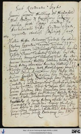 [fol. 33] Rektorat Johann Caspar Helbling 1664/65