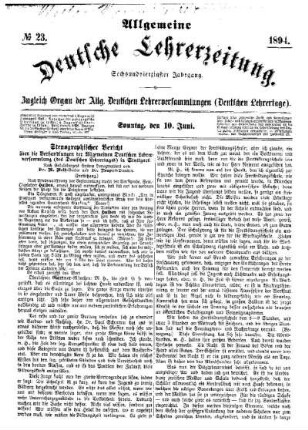 Stenographischer Bericht über die Verhandlungen der Allgemeinen Deutschen Lehrerversammlung (des Deutschen Lehrertages) in Stuttgart. (Fortsetzung)