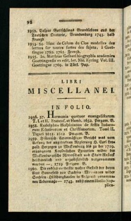 98-113, Libri Miscellanei.