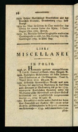 98-113, Libri Miscellanei.