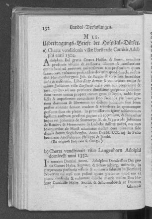 M 11. Uebertragungs=Briefe der Hospital=Dörfer.