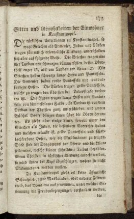 Sitten und Gewohnheiten der Einwohner in Konstantinopel.