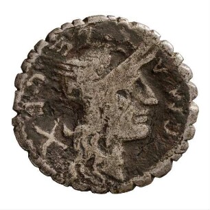 Münze, Denar (serratus), 118 v. Chr.