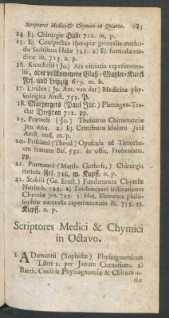 Scriptores Medici & Chymici in Octavo