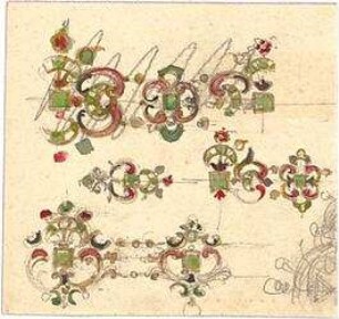 Gmelin, Leopold; Sammlung Gmelin: Handzeichnungen - Folio 13 - Schmuck (Teilansichten)