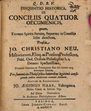 Disquisitio hist. de conciliis quatuor oecumenicis