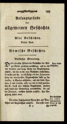 Anfangsgründe der allgemeinen Geschichte. Alte Geschichte, Dritter Theil. Römische Geschichte