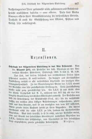 447 [Rezension] Fell, Winand, Lehrbuch der allgemeinen Einleitung in das Alte Testament