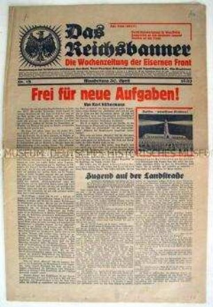 Wochenzeitung "Das Reichsbanner" zum Kampf der Eisernen Front gegen die faschistische Gefahr