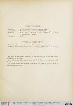 Comité directeur / Comité de publications / Avis