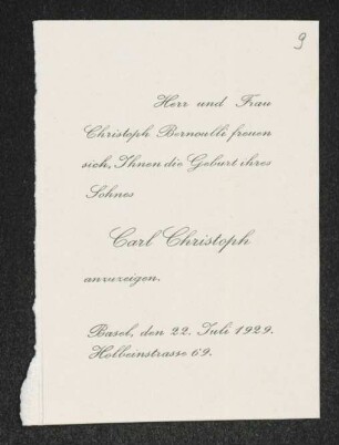 Brief von Christoph Bernoulli und Alice Bernoulli an Gerhart Hauptmann und Margarete Hauptmann
