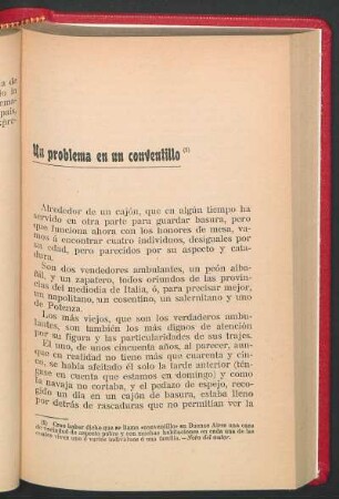 Un problema en un conventillo