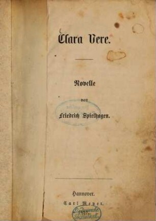 Clara Vere : Novelle