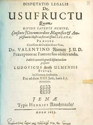 Disputatio legalis de usufructu