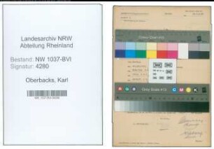 Entnazifizierung Karl Oberbacks , geb. 28.01.1906 (Inspektor)