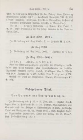 Achtzehnter Titel. Von Vorzugs- und Unterpfandsrechten