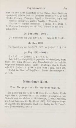 Achtzehnter Titel. Von Vorzugs- und Unterpfandsrechten