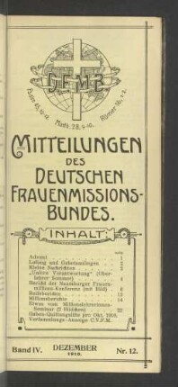 Band IV. Dezember 1910. Nr. 12