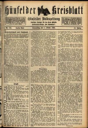 Zweite Ausgabe vom Donnerstag, den 08. Oktober 1925.