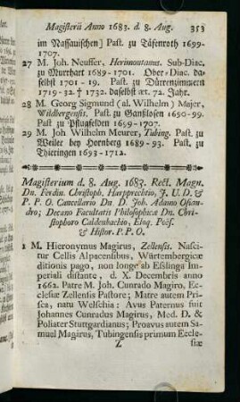 Magisterii Anno 1683 - 1686