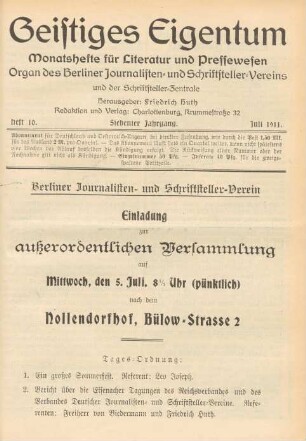 Heft 10 (Juli 1911)