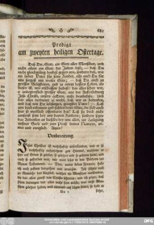 Predigt am zweyten heiligen Ostertage.