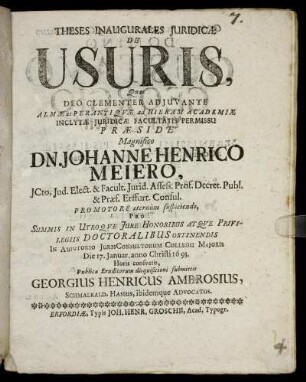 Theses Inaugurales Iuridicae De Usuris