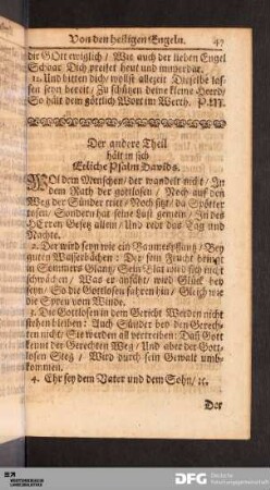 Der andere Theil hält in sich Etliche Psalm Davids