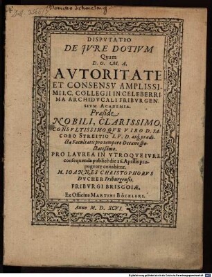 Dispvtatio De Jvre Dotivm