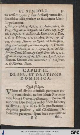 Caput II. De Spe, Et Oratione Dominica.