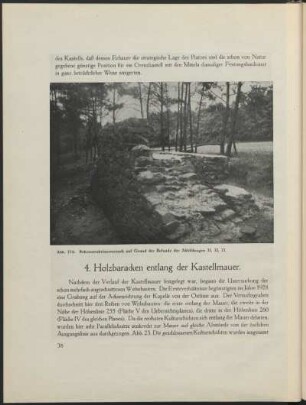 4. Holzbaracken entlang der Kastellmauer.