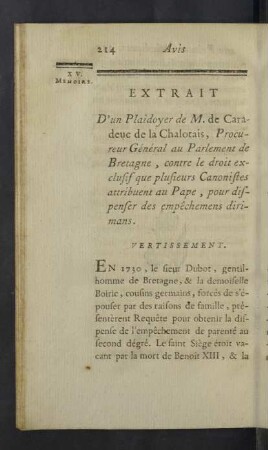 [XV. Memoire.] Extrait