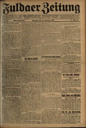 Zweite Ausgabe vom Samstag, den 20. Februar 1915.