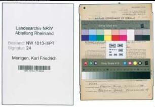 Entnazifizierung Karl Friedrich Mentgen , geb. 06.10.1905 (Postsekretaer)