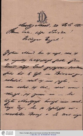 Brief vom 20.07.1885
